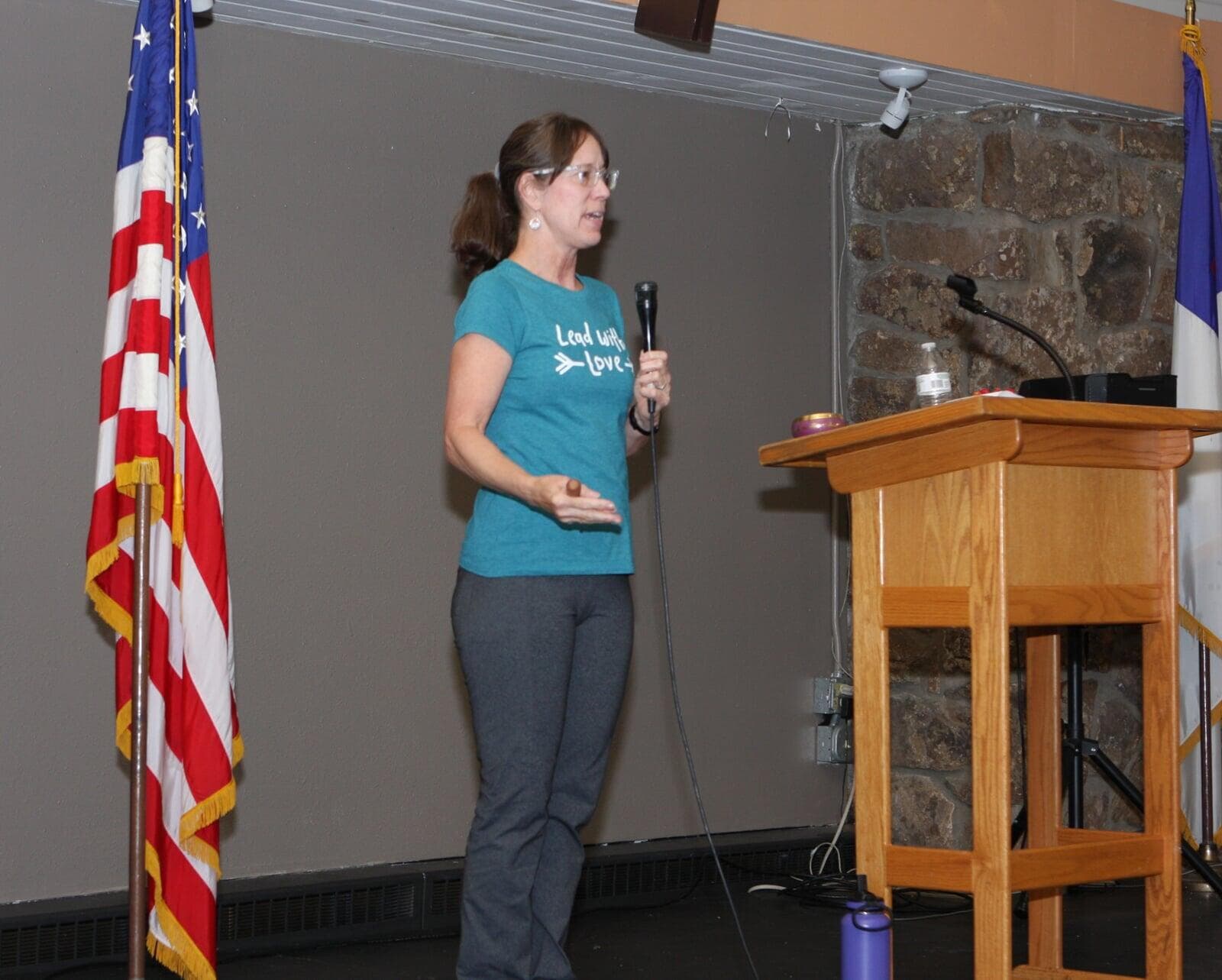 Sheila presenting to educators at a professional development session